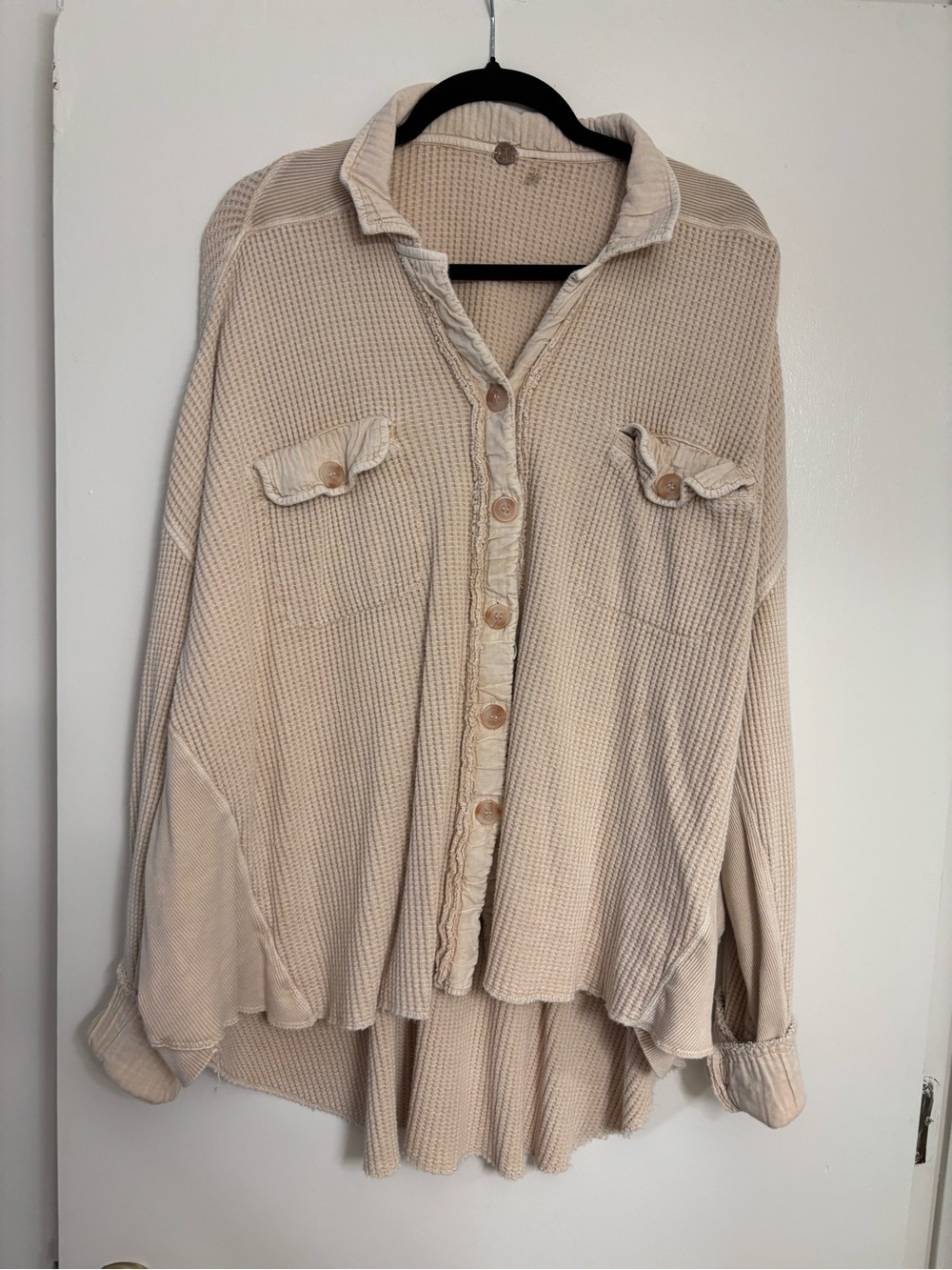 FP Scout jacket, cream button down Waffle Knit Shirt Jacket